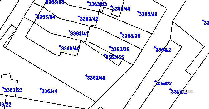 Parcela st. 3363/55 v KÚ Místek, Katastrální mapa