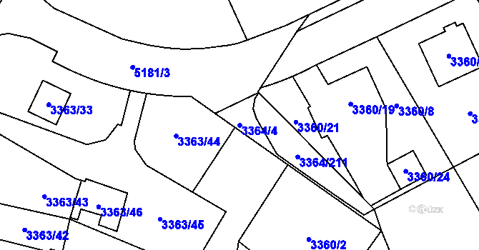 Parcela st. 3364/4 v KÚ Místek, Katastrální mapa