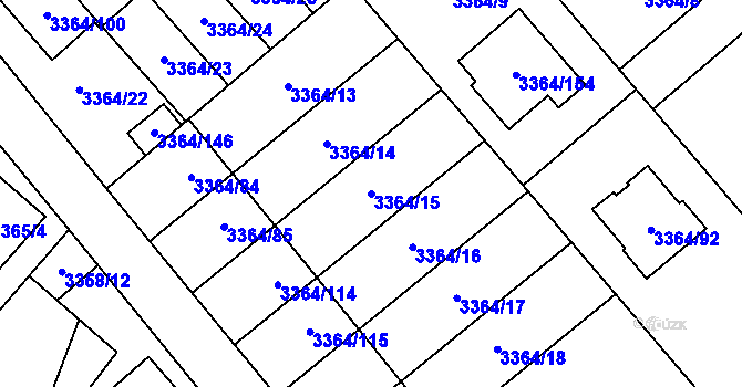 Parcela st. 3364/15 v KÚ Místek, Katastrální mapa