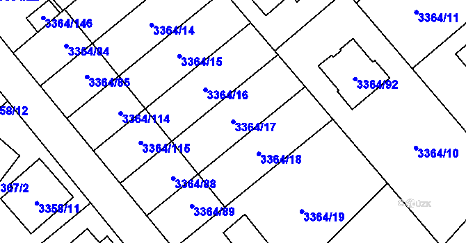Parcela st. 3364/17 v KÚ Místek, Katastrální mapa