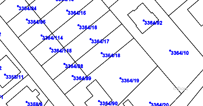 Parcela st. 3364/18 v KÚ Místek, Katastrální mapa
