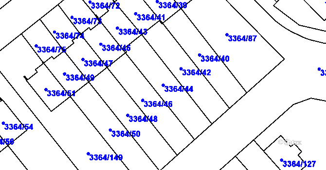 Parcela st. 3364/44 v KÚ Místek, Katastrální mapa