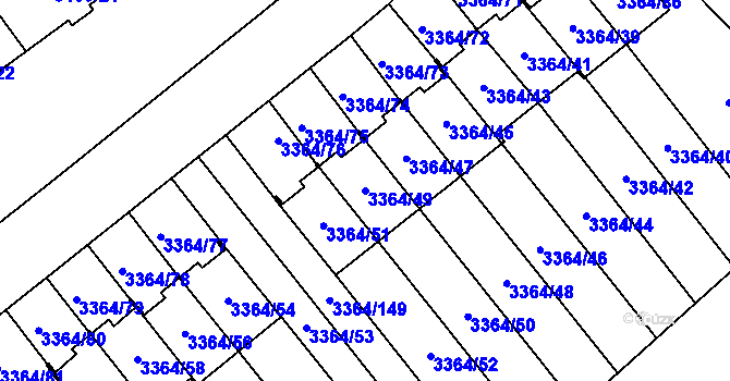 Parcela st. 3364/49 v KÚ Místek, Katastrální mapa