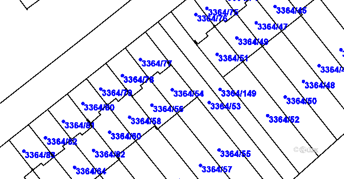 Parcela st. 3364/54 v KÚ Místek, Katastrální mapa