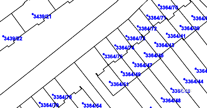 Parcela st. 3364/75 v KÚ Místek, Katastrální mapa
