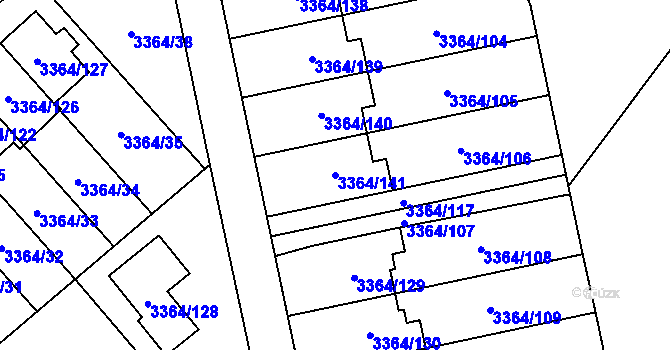 Parcela st. 3364/141 v KÚ Místek, Katastrální mapa