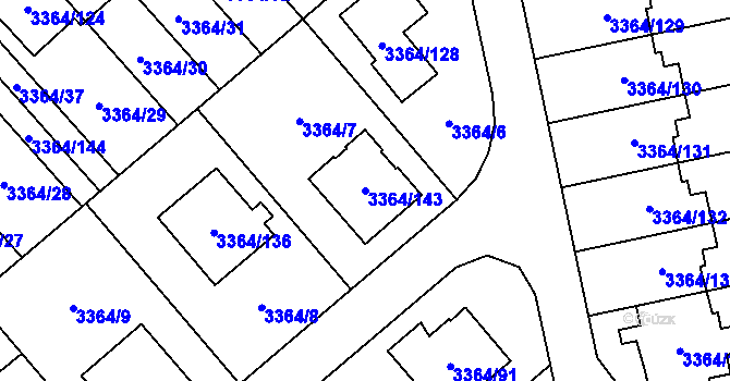 Parcela st. 3364/143 v KÚ Místek, Katastrální mapa