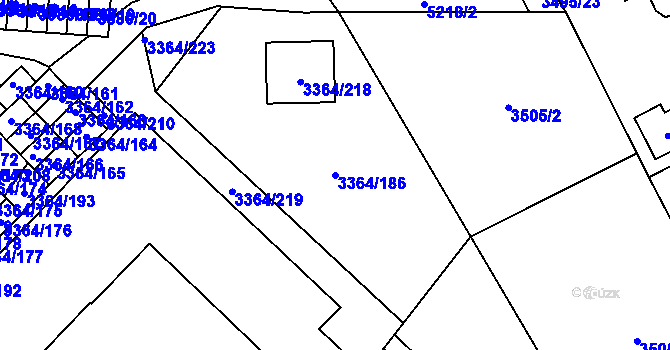 Parcela st. 3364/186 v KÚ Místek, Katastrální mapa