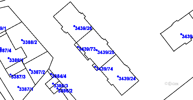 Parcela st. 3439/25 v KÚ Místek, Katastrální mapa