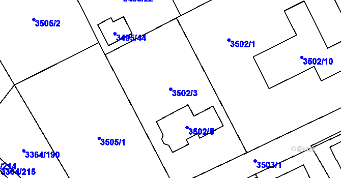 Parcela st. 3502/3 v KÚ Místek, Katastrální mapa