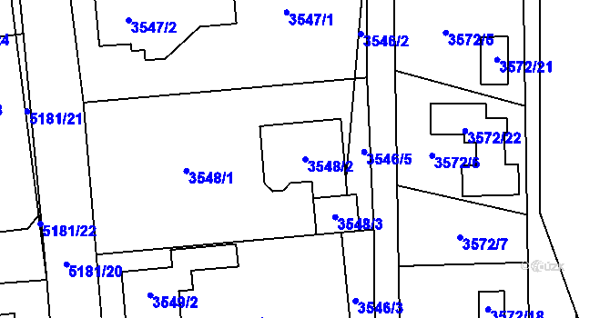 Parcela st. 3548/2 v KÚ Místek, Katastrální mapa