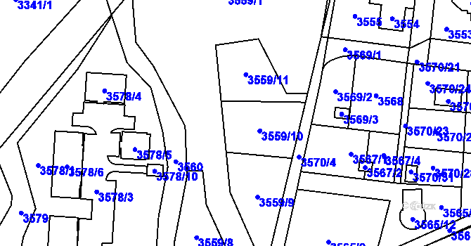 Parcela st. 3559/1 v KÚ Místek, Katastrální mapa