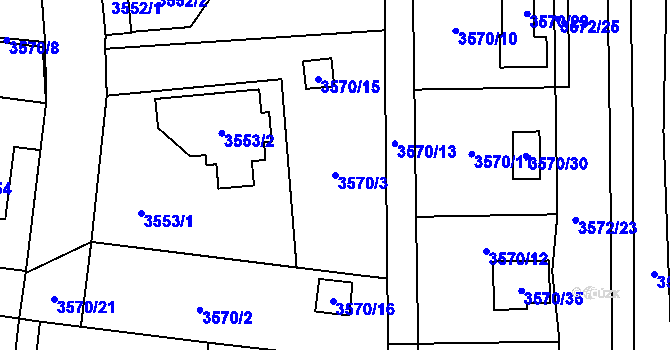 Parcela st. 3570/3 v KÚ Místek, Katastrální mapa