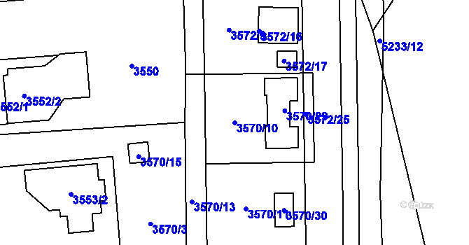 Parcela st. 3570/10 v KÚ Místek, Katastrální mapa