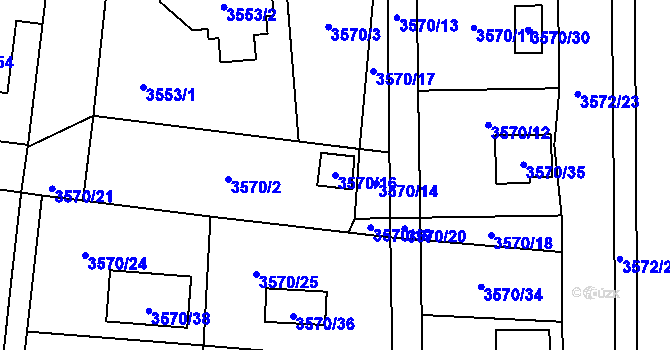 Parcela st. 3570/16 v KÚ Místek, Katastrální mapa