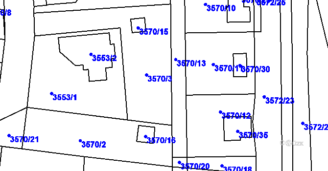 Parcela st. 3570/17 v KÚ Místek, Katastrální mapa
