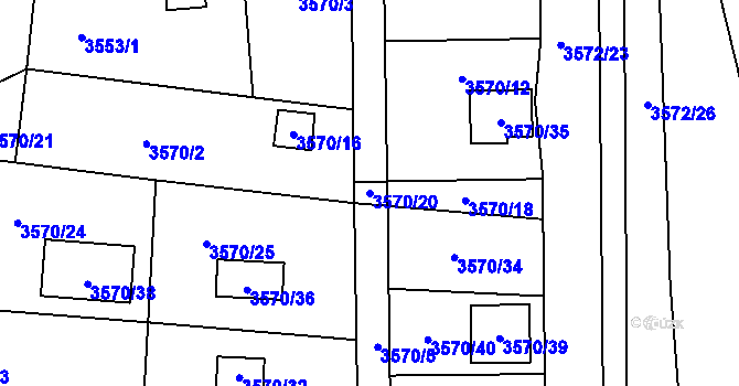 Parcela st. 3570/20 v KÚ Místek, Katastrální mapa