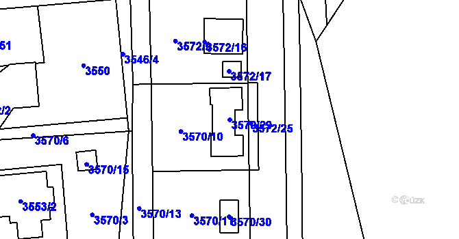 Parcela st. 3570/29 v KÚ Místek, Katastrální mapa