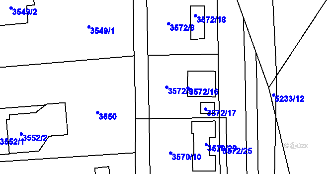 Parcela st. 3572/9 v KÚ Místek, Katastrální mapa