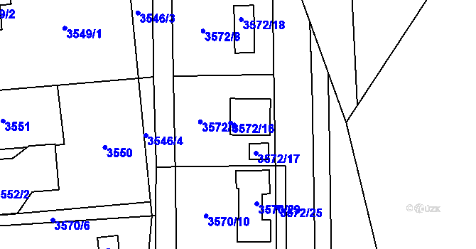 Parcela st. 3572/16 v KÚ Místek, Katastrální mapa