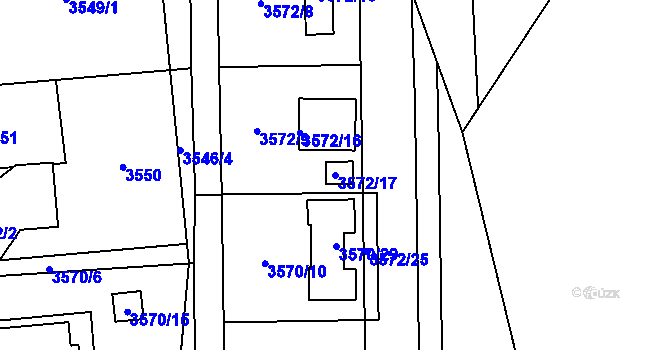 Parcela st. 3572/17 v KÚ Místek, Katastrální mapa
