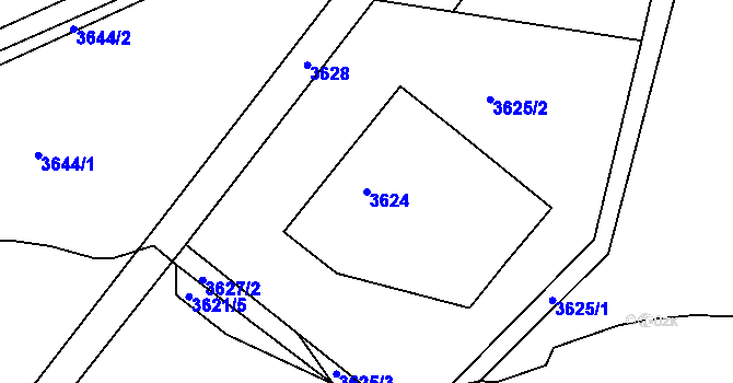 Parcela st. 3624 v KÚ Místek, Katastrální mapa