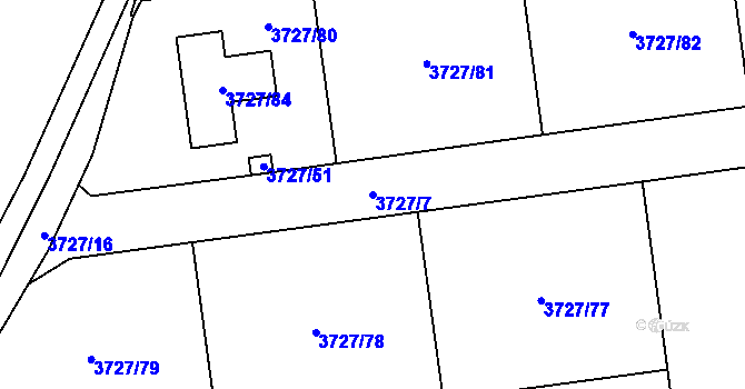 Parcela st. 3727/7 v KÚ Místek, Katastrální mapa