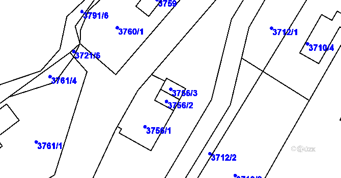 Parcela st. 3756/3 v KÚ Místek, Katastrální mapa