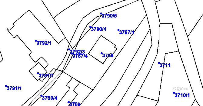 Parcela st. 3758 v KÚ Místek, Katastrální mapa