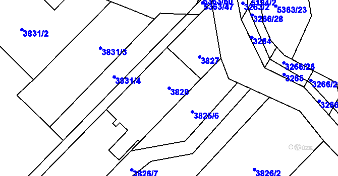 Parcela st. 3828 v KÚ Místek, Katastrální mapa