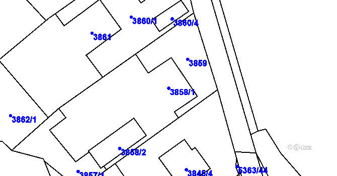 Parcela st. 3858/1 v KÚ Místek, Katastrální mapa