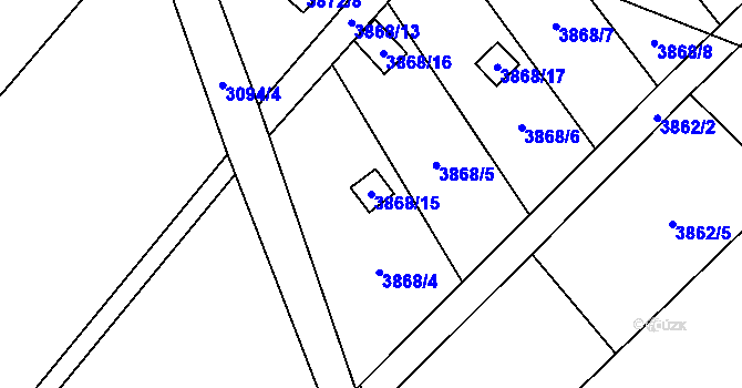 Parcela st. 3868/15 v KÚ Místek, Katastrální mapa