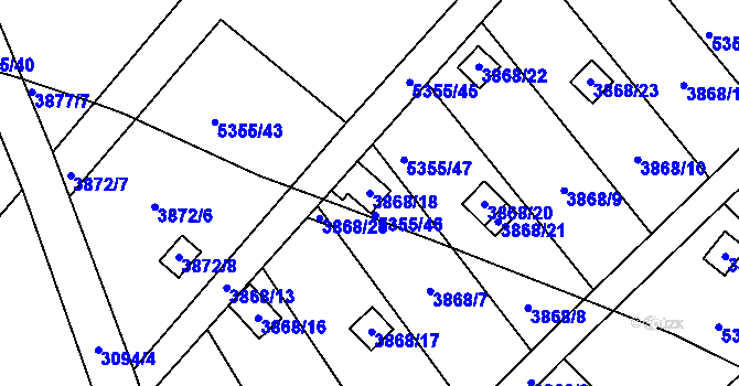 Parcela st. 3868/18 v KÚ Místek, Katastrální mapa