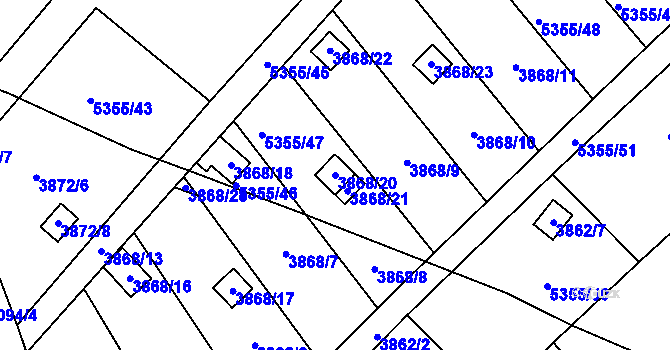 Parcela st. 3868/20 v KÚ Místek, Katastrální mapa