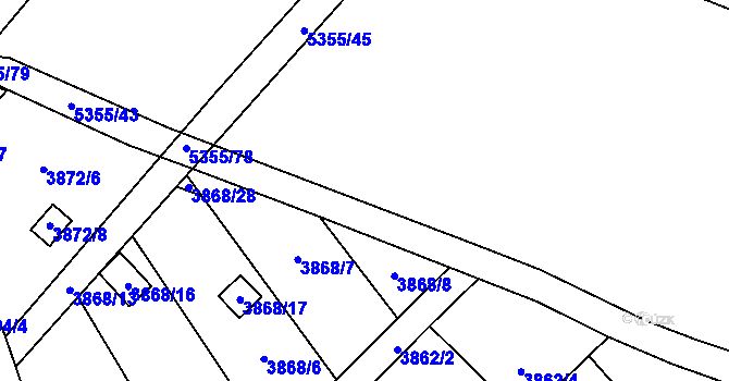 Parcela st. 3868/21 v KÚ Místek, Katastrální mapa