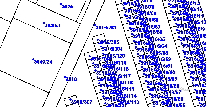 Parcela st. 3916/120 v KÚ Místek, Katastrální mapa