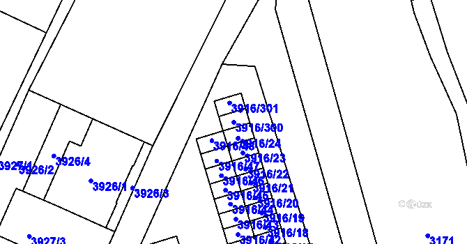 Parcela st. 3916/300 v KÚ Místek, Katastrální mapa