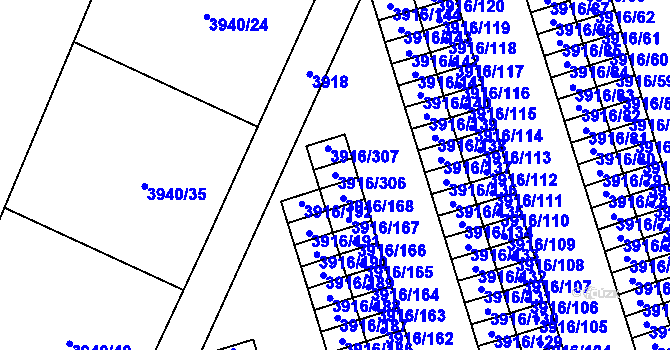 Parcela st. 3916/306 v KÚ Místek, Katastrální mapa