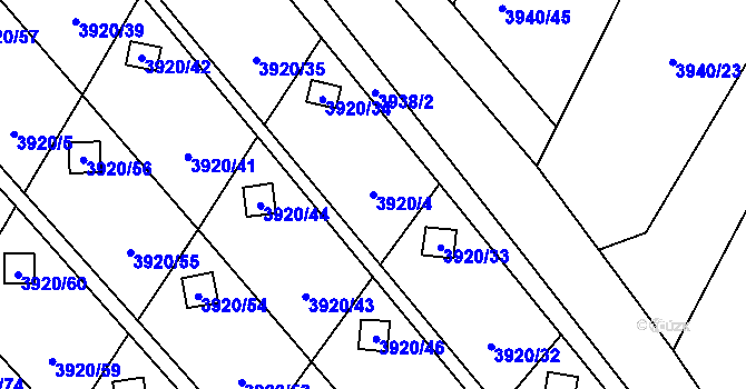 Parcela st. 3920/4 v KÚ Místek, Katastrální mapa