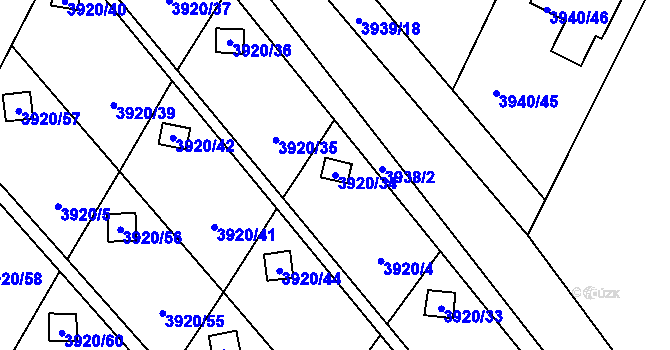 Parcela st. 3920/34 v KÚ Místek, Katastrální mapa