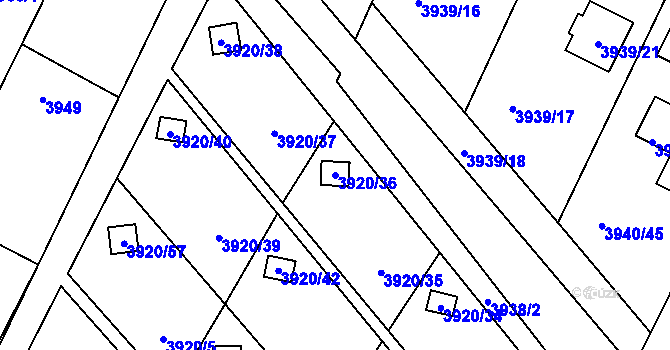 Parcela st. 3920/36 v KÚ Místek, Katastrální mapa