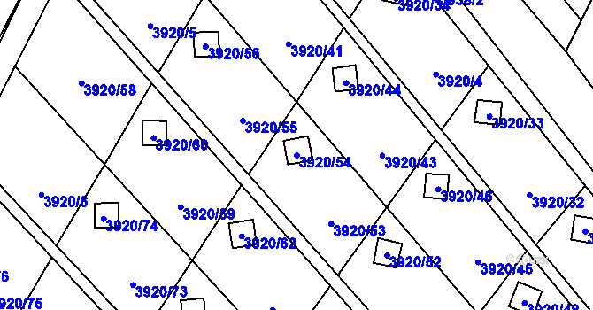 Parcela st. 3920/54 v KÚ Místek, Katastrální mapa