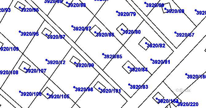 Parcela st. 3920/85 v KÚ Místek, Katastrální mapa