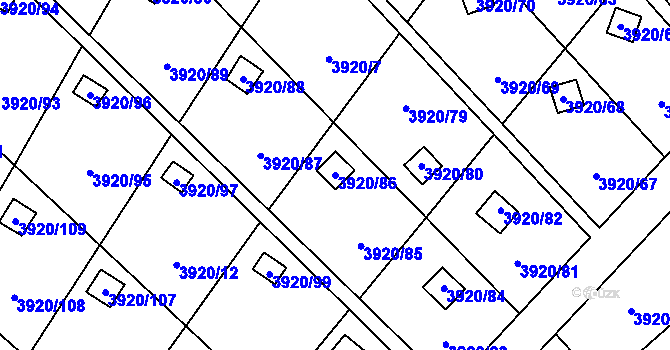 Parcela st. 3920/86 v KÚ Místek, Katastrální mapa