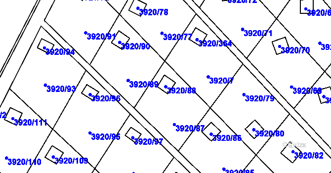 Parcela st. 3920/88 v KÚ Místek, Katastrální mapa