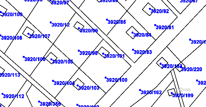 Parcela st. 3920/101 v KÚ Místek, Katastrální mapa