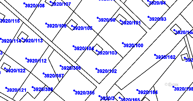 Parcela st. 3920/103 v KÚ Místek, Katastrální mapa
