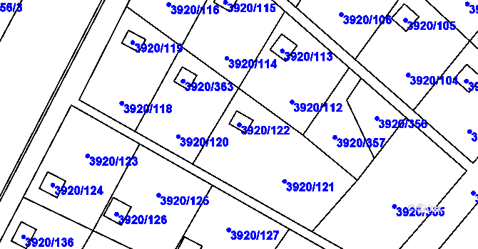 Parcela st. 3920/122 v KÚ Místek, Katastrální mapa