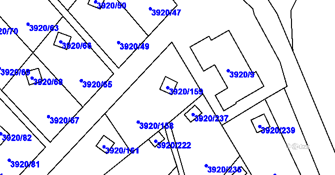 Parcela st. 3920/159 v KÚ Místek, Katastrální mapa