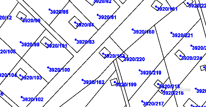 Parcela st. 3920/163 v KÚ Místek, Katastrální mapa